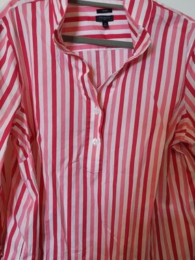 Talbots Pink and White Striped Button-Front Blouse